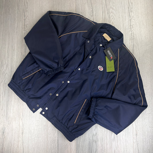 Gucci Men’s Navy Button-up Bomber Jacket - XL