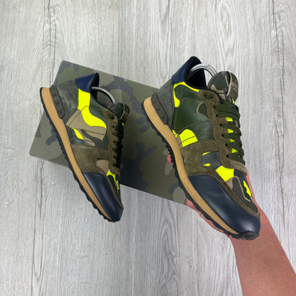 Valentino Men’s Camo Rockrunner Trainers Neon Hint - 41 (Uk 7/7.5)