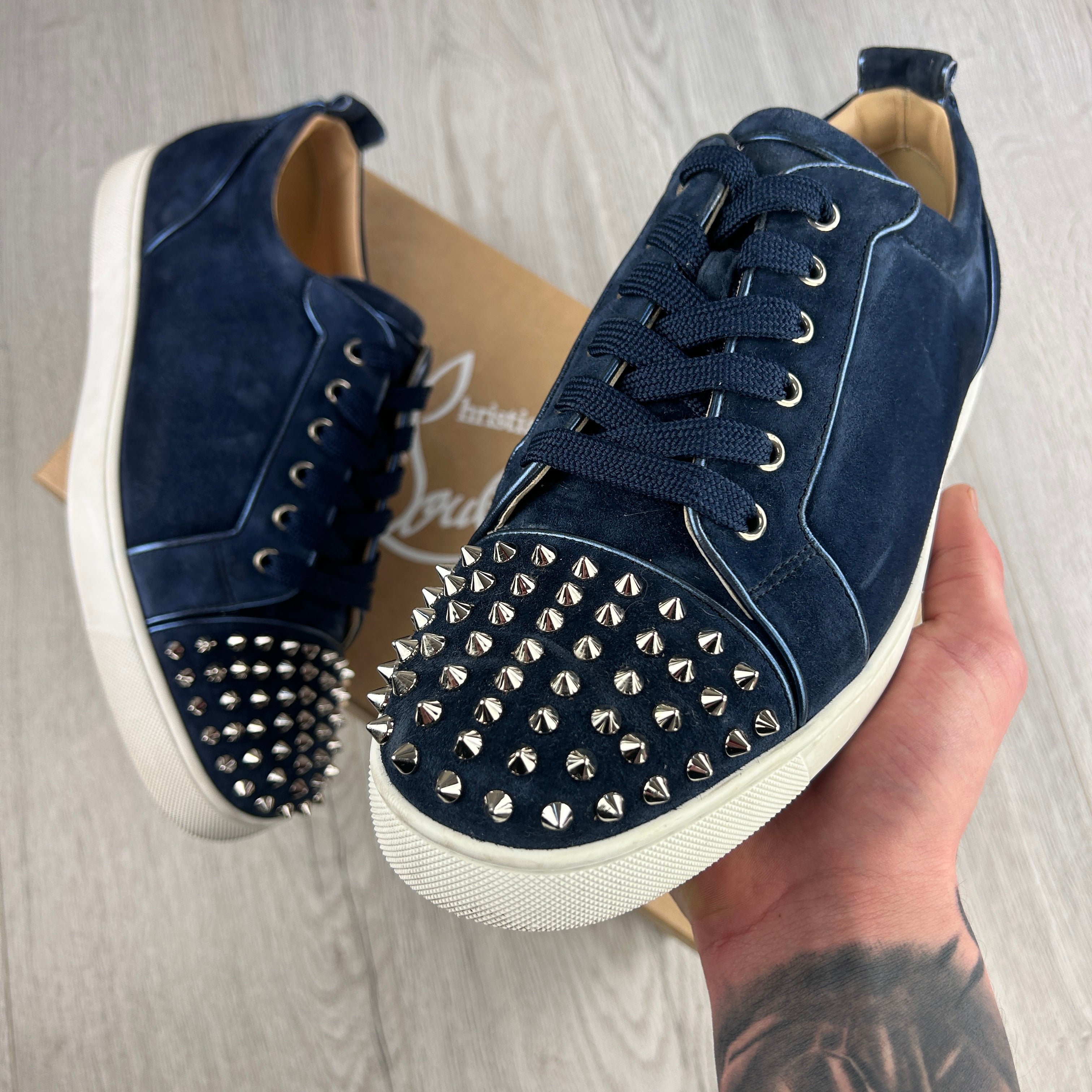 Mens blue suede outlet christian louboutin