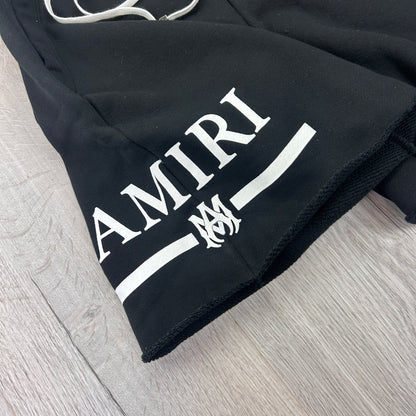 Amiri Men’s Black Cotten Logo Printed Drawstring Shorts - Small