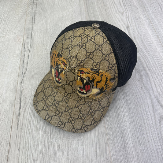 Gucci Men’s Beige GG Tiger Baseball Cap - Large