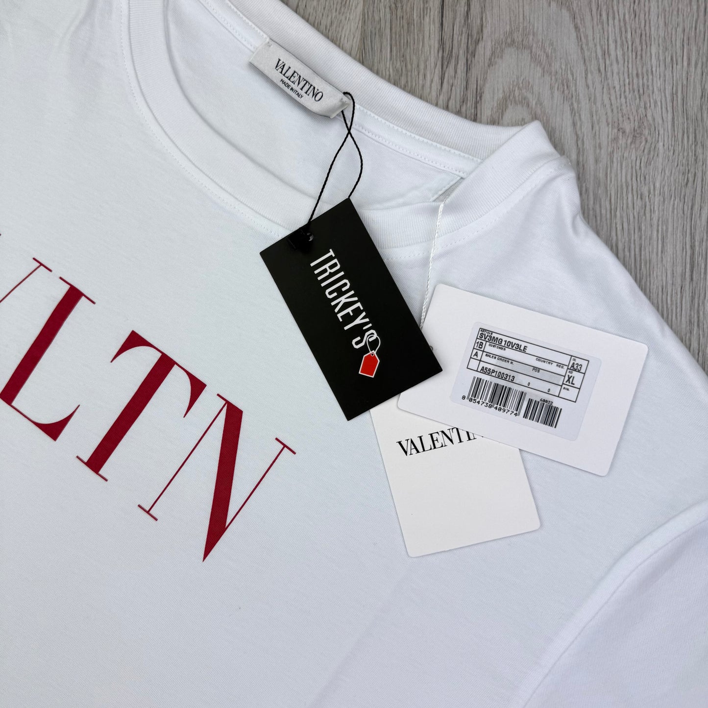 Valentino Men’s White T-shirt Red ‘VLTN’ Logo