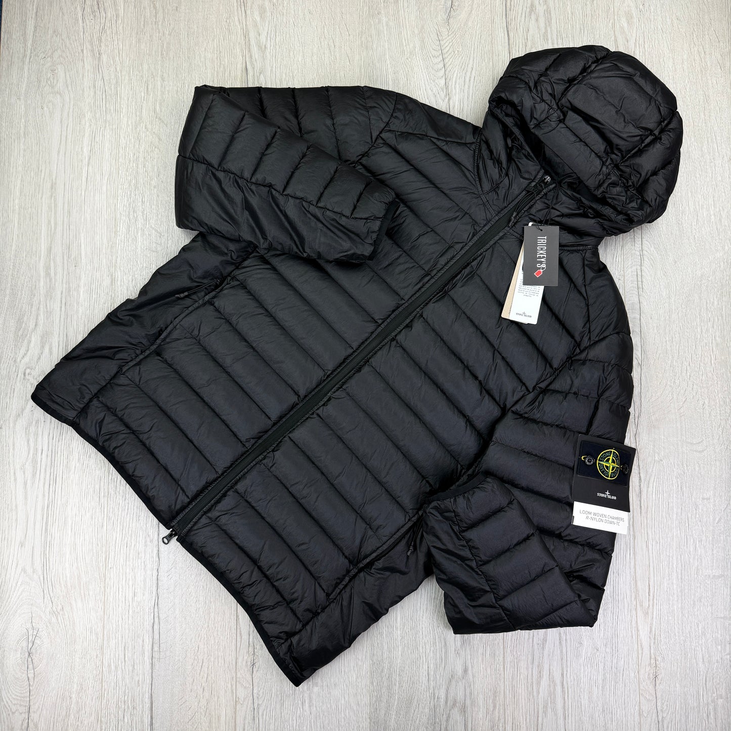 Stone Island Men’s Black Loom Woven R-Nylon Zip-up Padded Down-TC Jacket - XXL