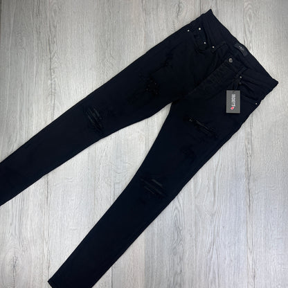 Amiri MX1 Black Distressed Slim Jeans - Uk 34