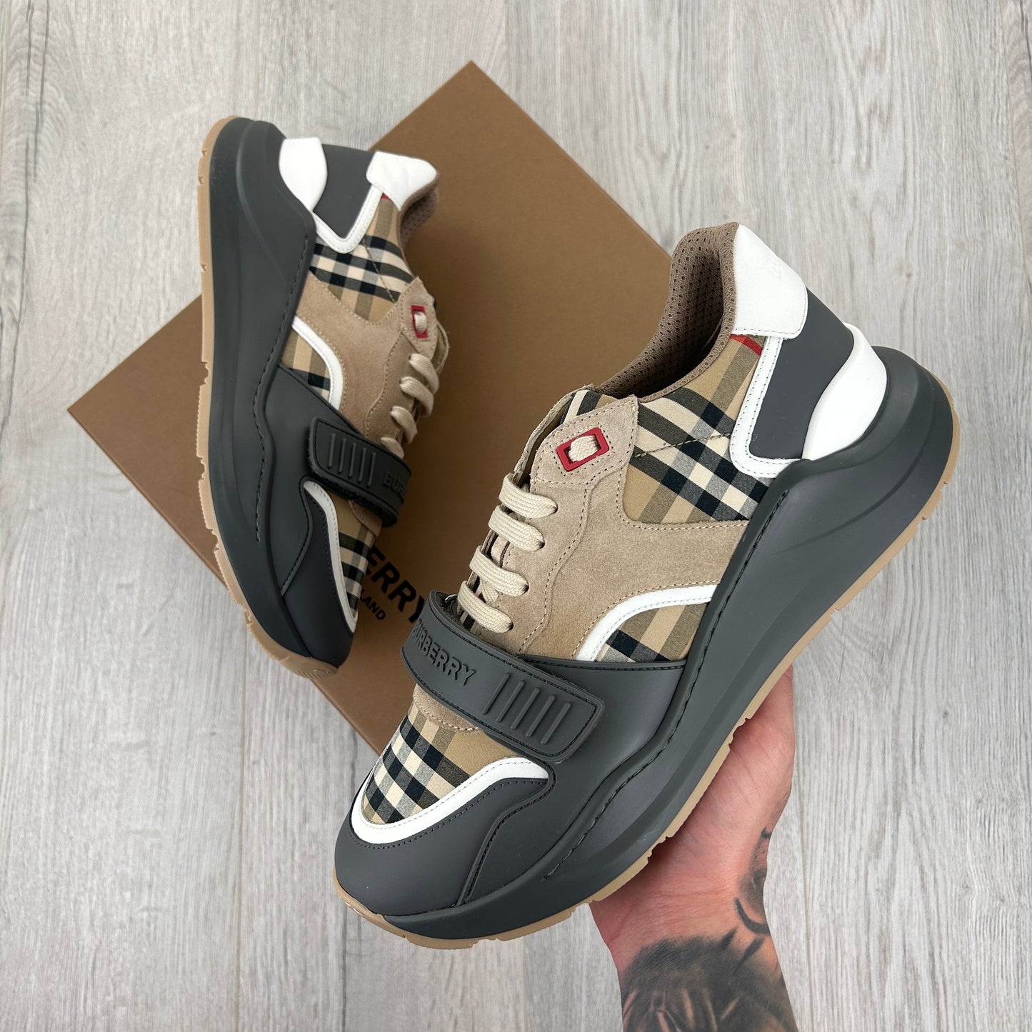Burberry Men’s Vintage Check, Suede Leather Trainers - UK 10