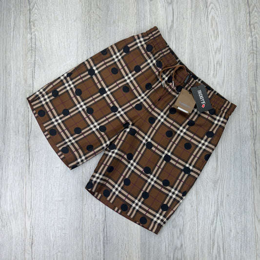 Burberry Men’s Silk Brown Polka Dot Shorts - Small