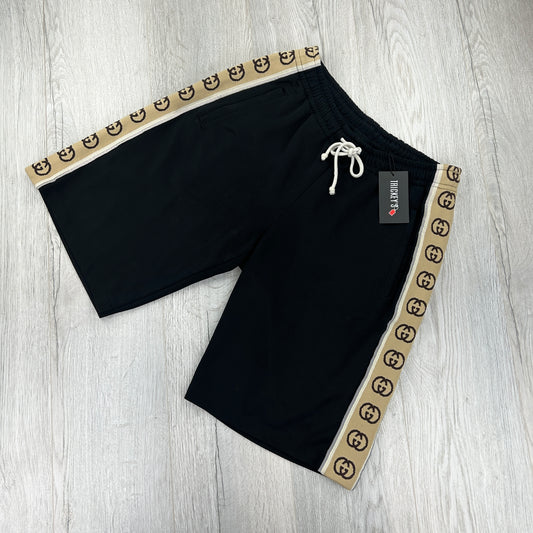 Gucci Men’s Black Jersey Shorts With GG Side Stripe - L/XL