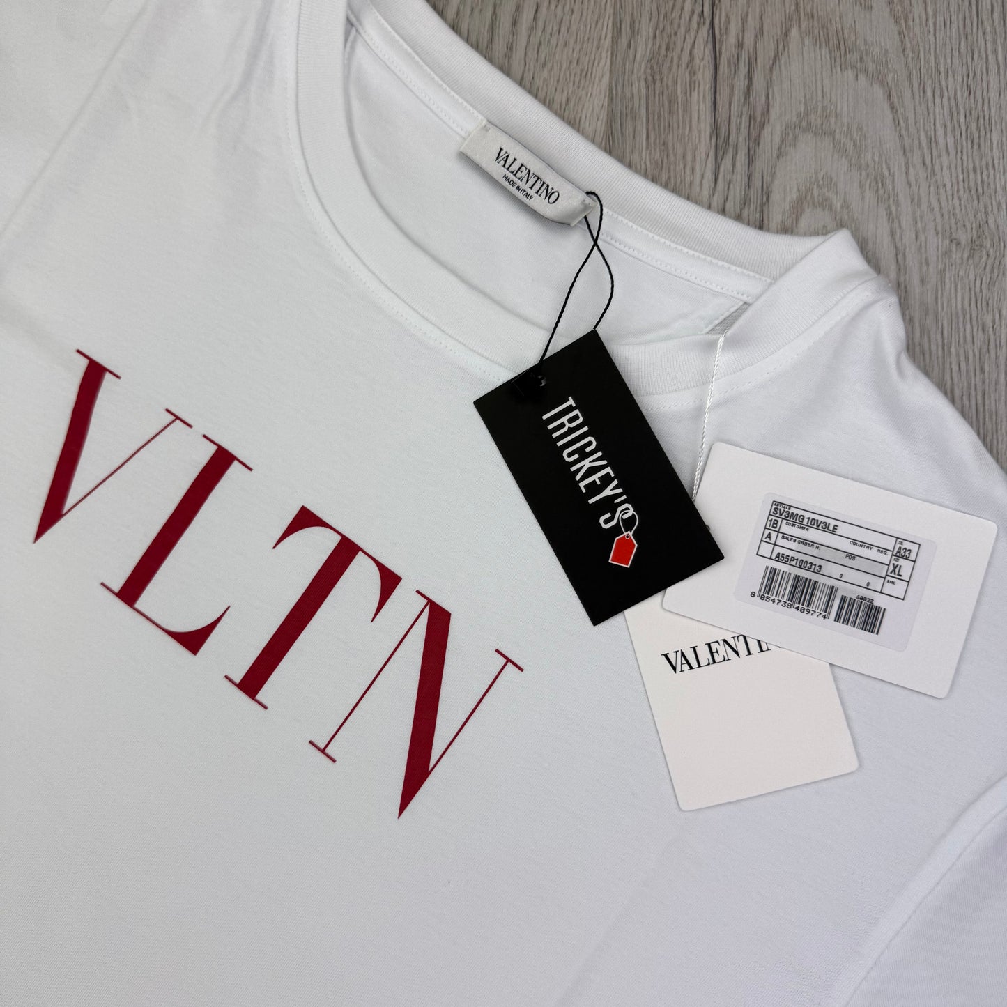 Valentino Men’s White T-shirt Red ‘VLTN’ Logo