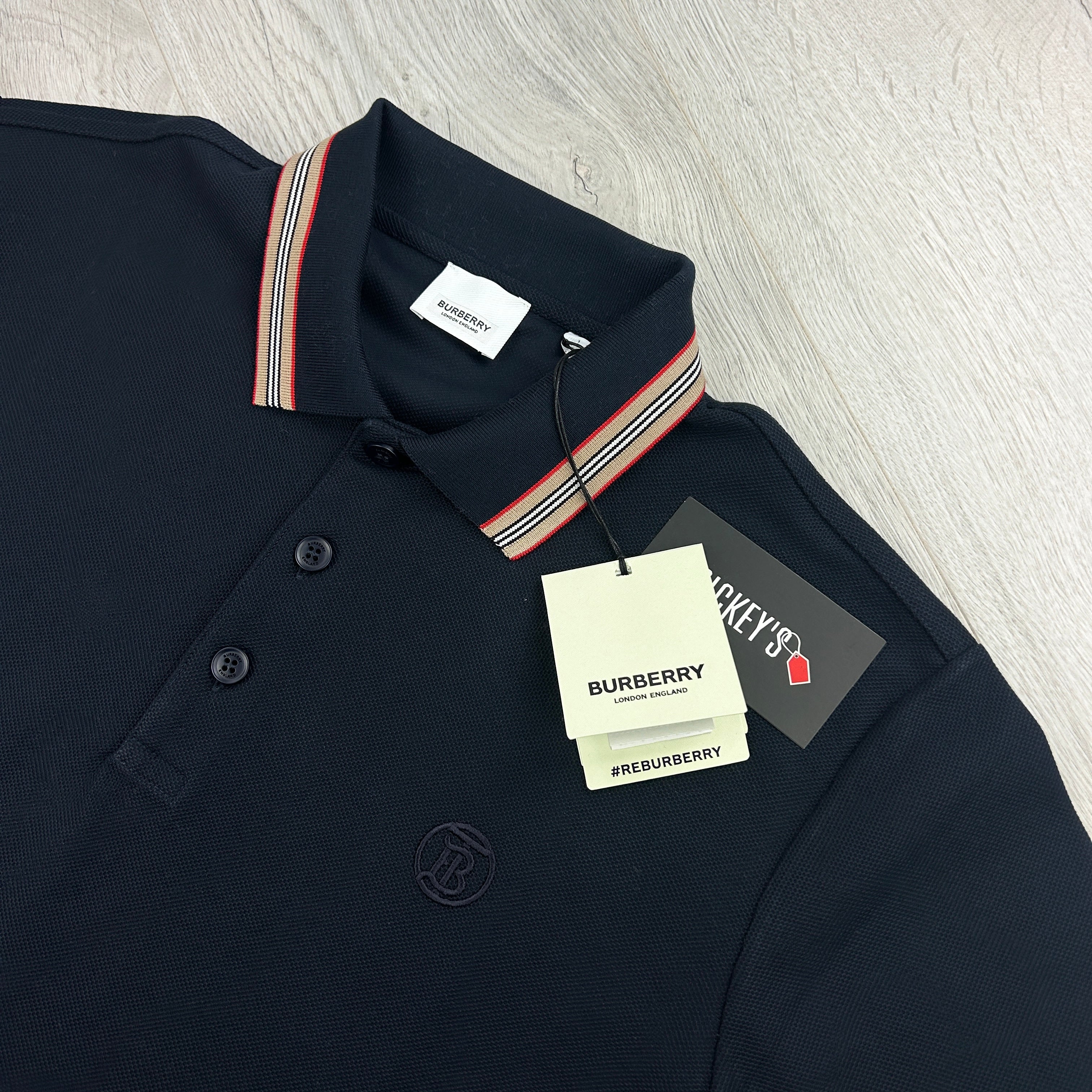 Men's black 2025 burberry polo shirt