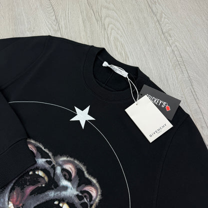 Givenchy Men’s Monkey Brothers Logo Black Crewneck Jumper