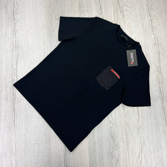 Prada Men’s Black T-shirt Front Pocket - Small