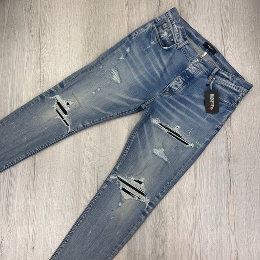 Amiri MX1 Men’s Blue Denim Distressed Jeans - Uk 38