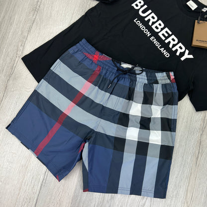 Burberry Men’s Black T-shirt & Navy Swim Short Set