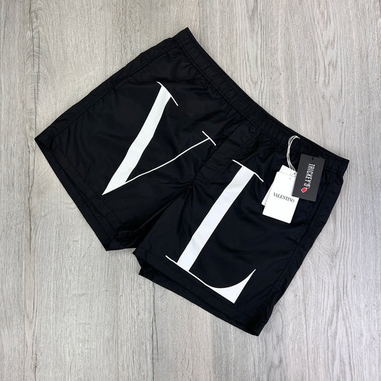Valentino Men’s Black ‘VLTN’ Logo Swim Shorts - 52