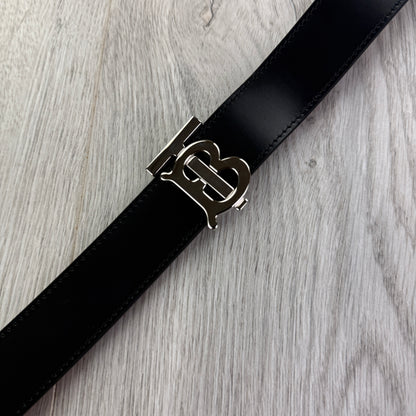 Burberry Men’s Black Thin Reversible TB Belt