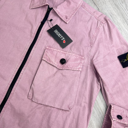 Stone Island Men’s Pink Zip-up Overshirt - Medium