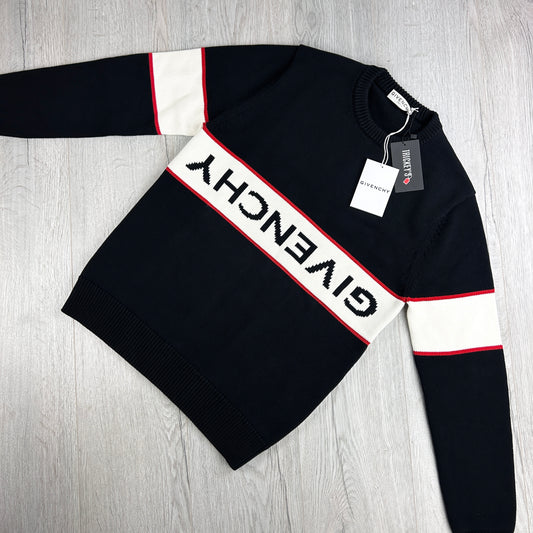 Givenchy Men’s Black Knitted Crewneck With Upside Down Logo