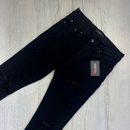 Amiri MX1 Black Distressed Slim Jeans - Uk 34