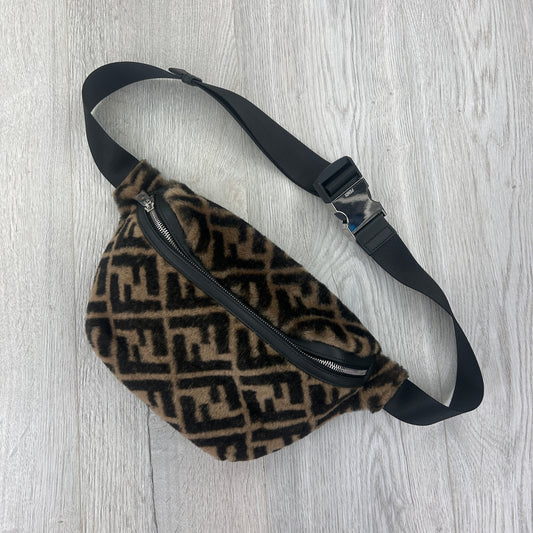 Fendi Men’s FF Print Shearing Fur Belt Bag