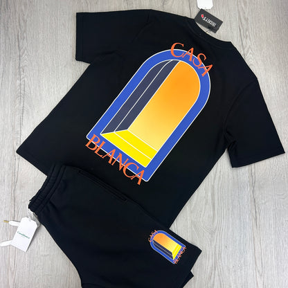 Casa Blanca Men’s Black Full T-shirt & Short Set