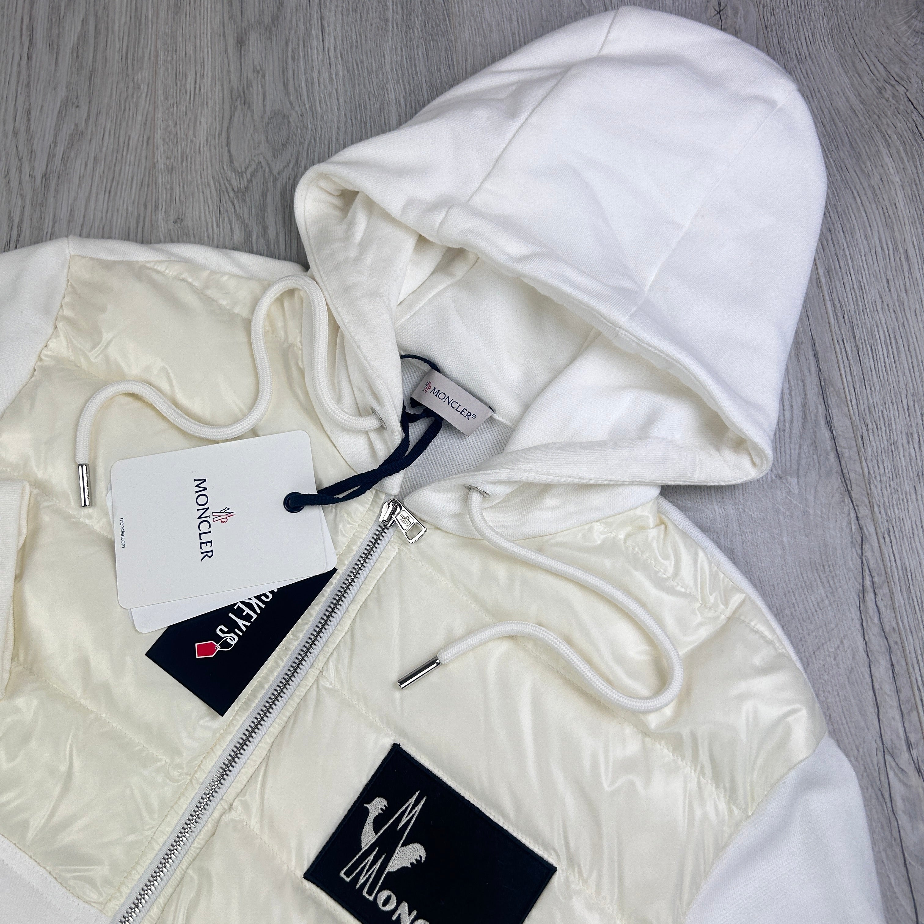 Moncler Men's Zip-up White Padded Modella Maglia Cardigan - XXL