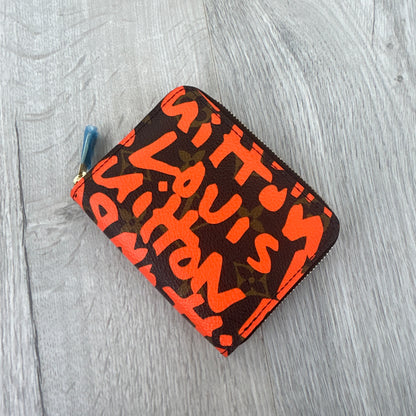 Louis Vuitton x Stephen Spouse Monogram Graffiti Fuchsia Orange Zip-up Purses