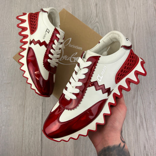 Christian Louboutin Women’s Glossy Red & White Loubishark Donna Sneakers - 40