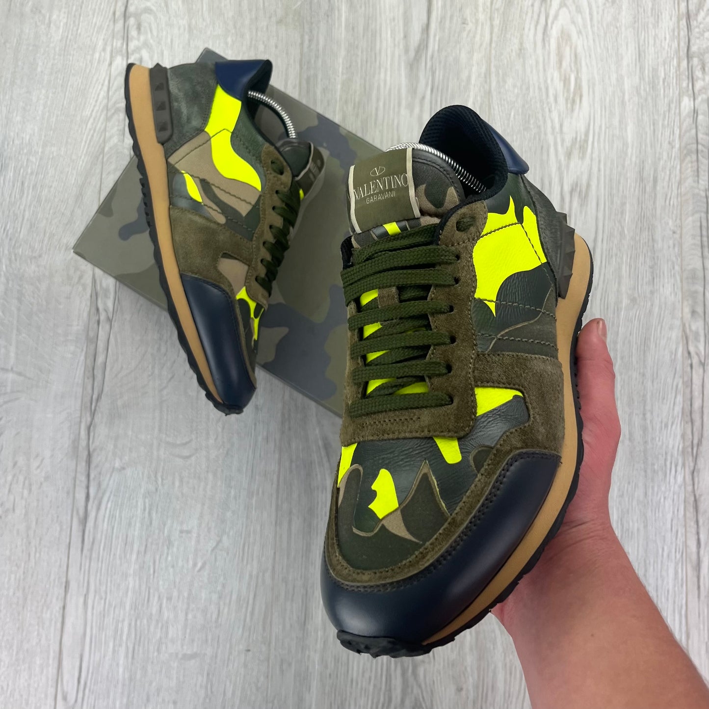 Valentino Men’s Camo Rockrunner Trainers Neon Hint - 41 (Uk 7/7.5)