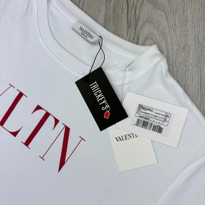 Valentino Men’s White T-shirt Red ‘VLTN’ Logo