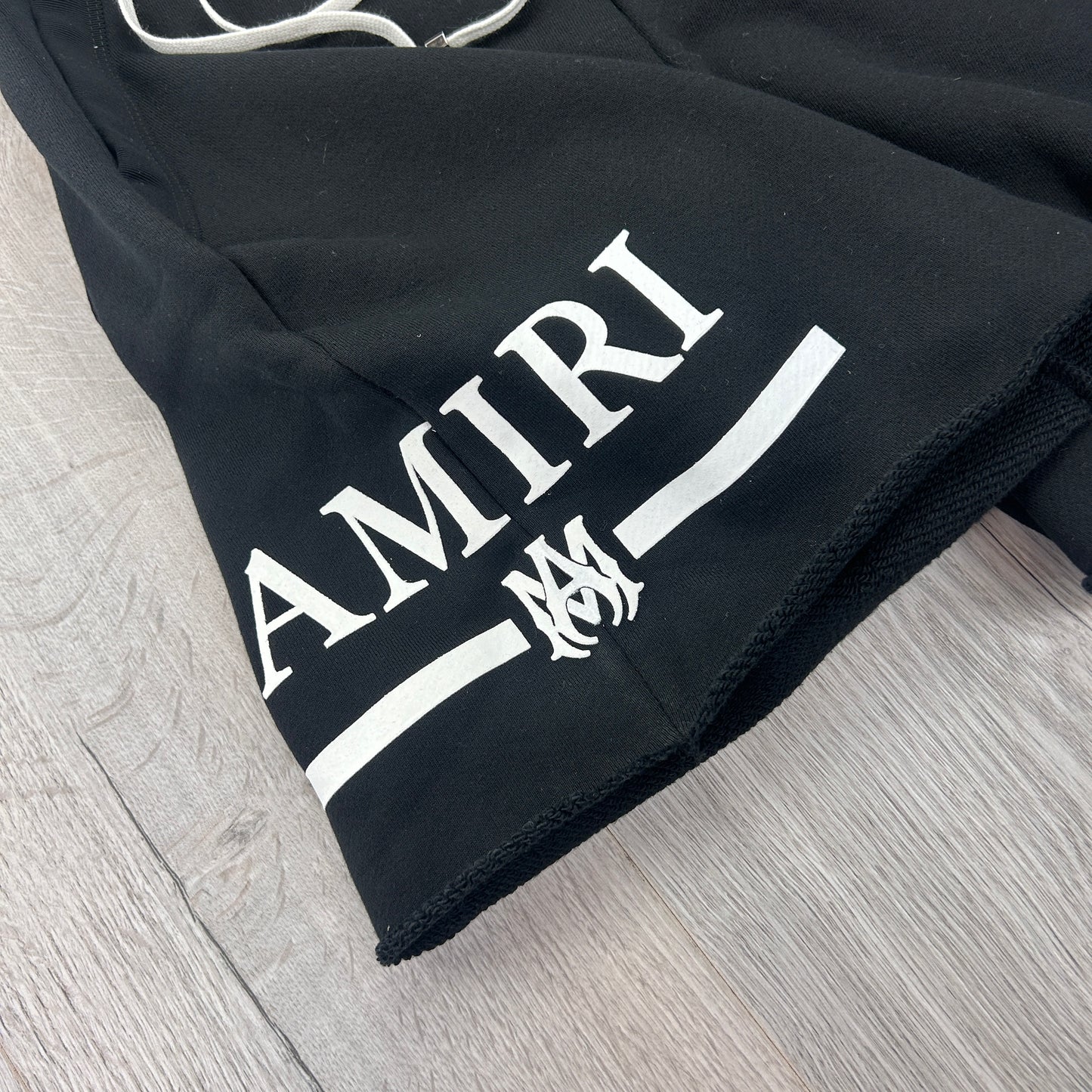 Amiri Men’s Black Cotten Logo Printed Drawstring Shorts - Small