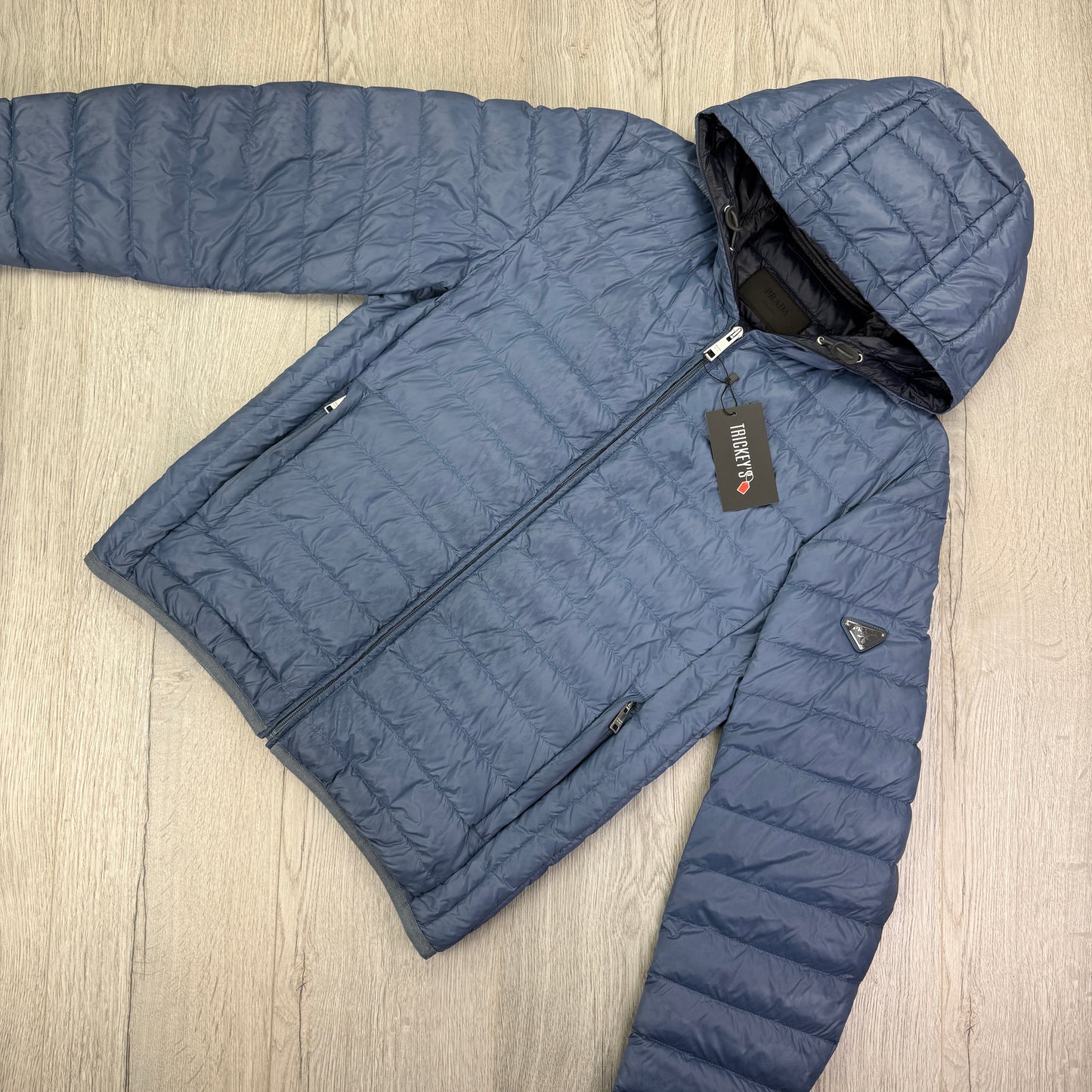 Prada Men’s Blue Zip-up Puffer Jacket - 48