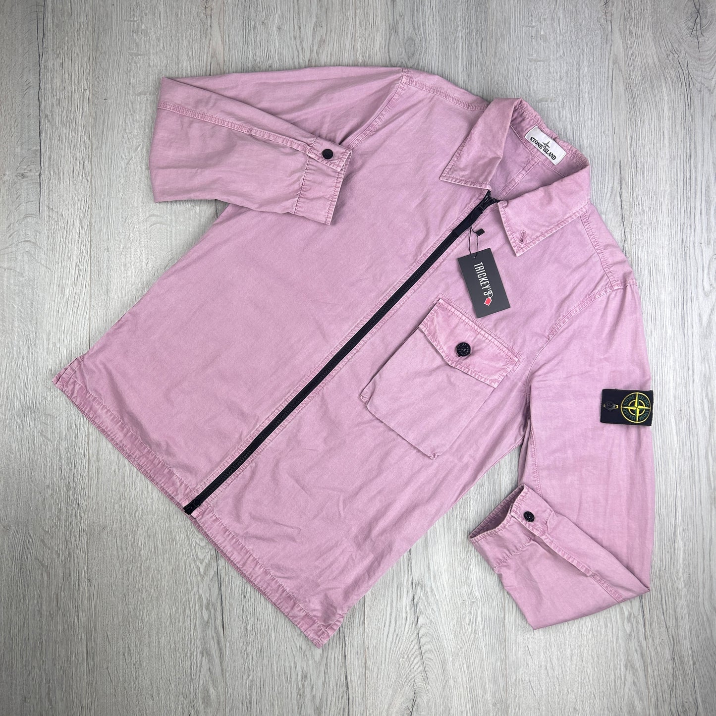 Stone Island Men’s Pink Zip-up Overshirt - Medium