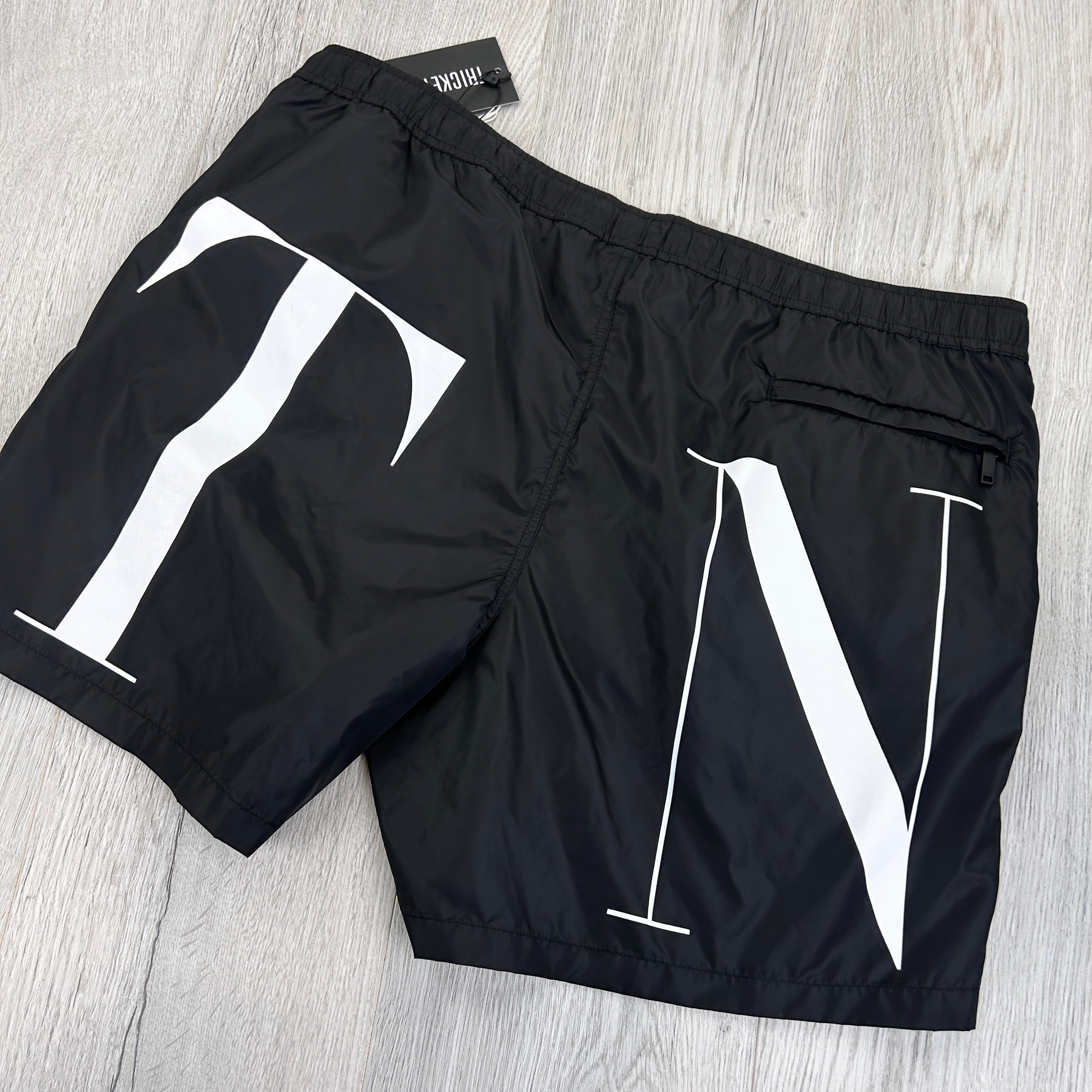 Valentino Men s Black VLTN Logo Swim Shorts 52 Trickey.store