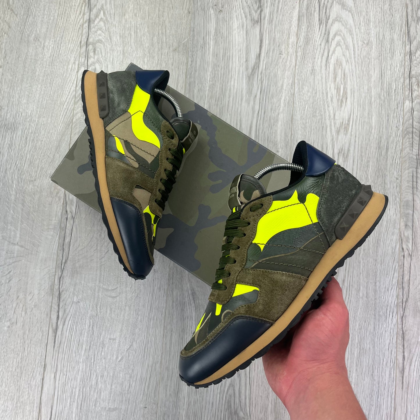 Valentino Men’s Camo Rockrunner Trainers Neon Hint - 41 (Uk 7/7.5)