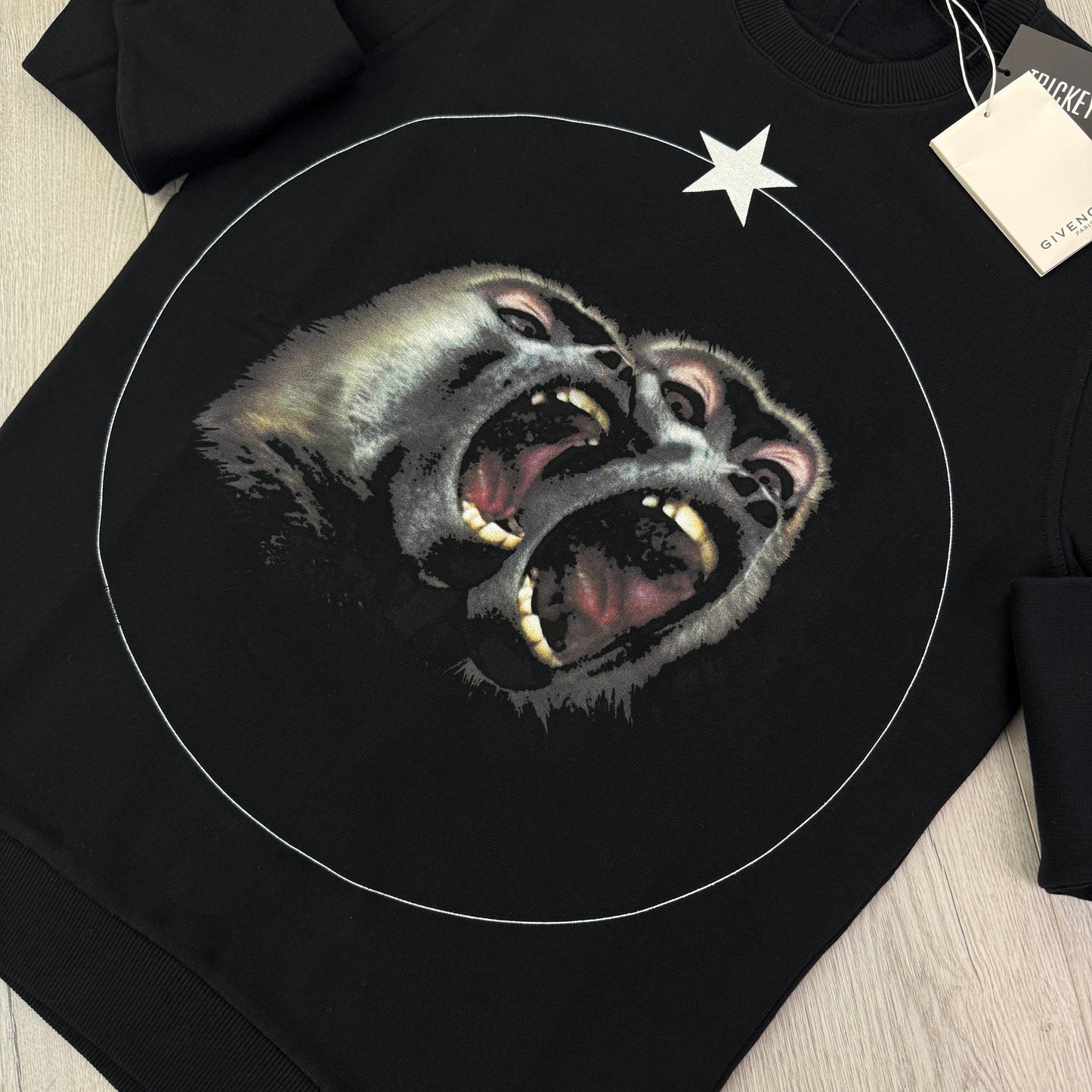 Givenchy Men’s Monkey Brothers Logo Black Crewneck Jumper