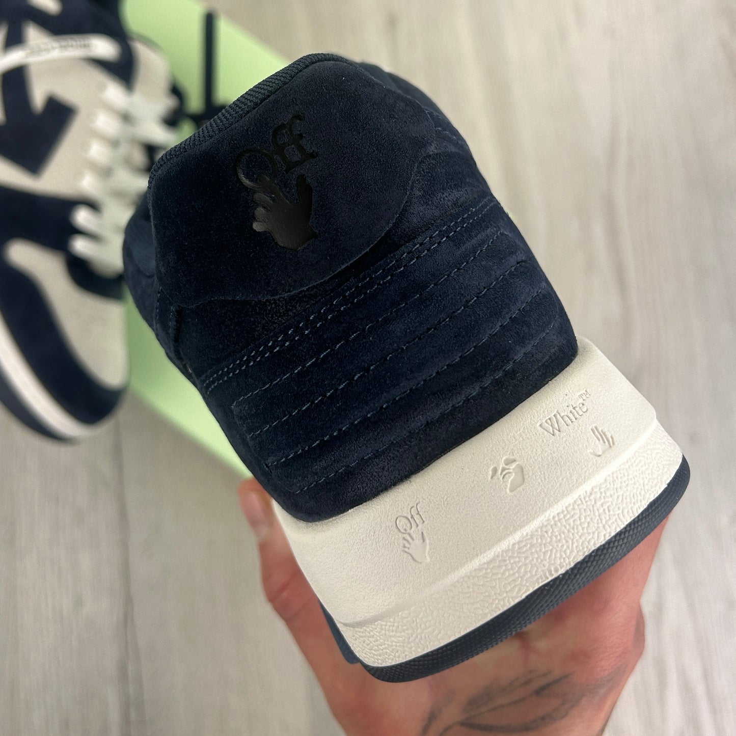 Off-White Men’s Navy Suede & White Low Trainers