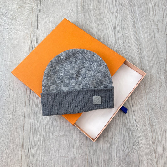 Louis Vuitton Men’s Grey Petit Damier Beanie