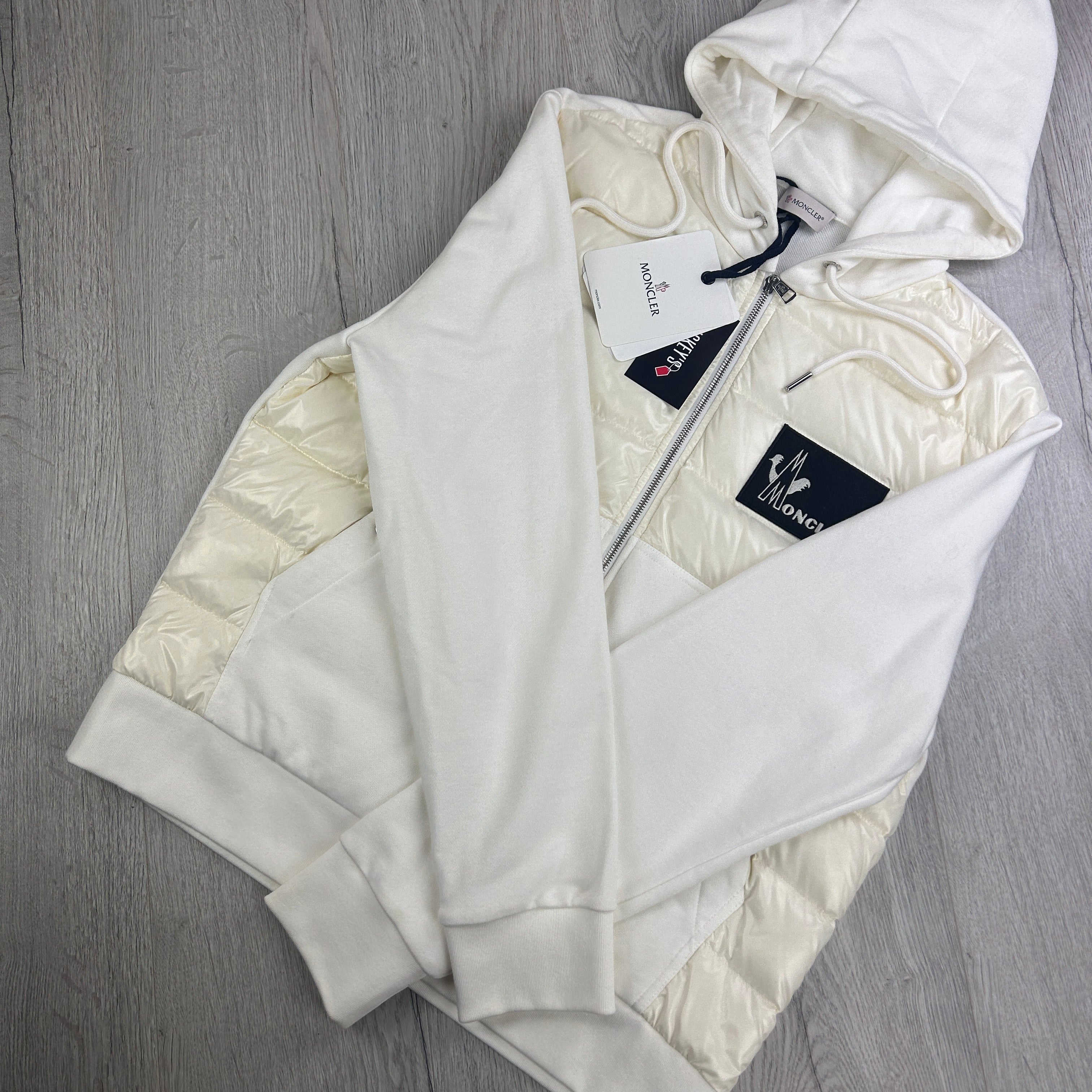 Moncler Men's Zip-up White Padded Modella Maglia Cardigan - XXL