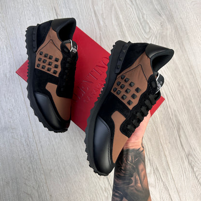 Valentino Men’s Black & Bronze Rockstud Trainers - Uk 7.5