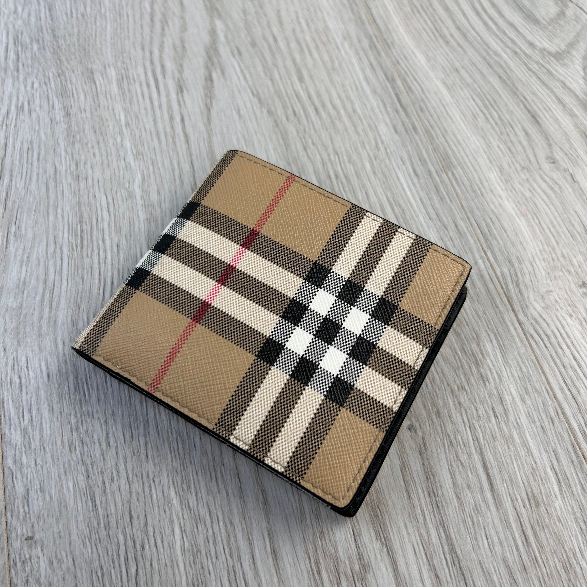 Shop Burberry Exaggerated Check Bifold Wallet