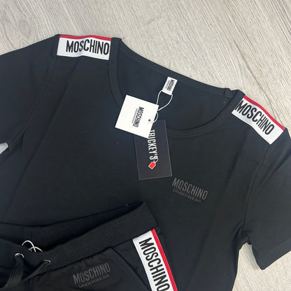 Moschino Women’s Taped Black T-shirt & Short Set