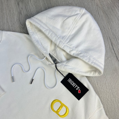 Dior Men’s White Pullover Hoodie Gold Logo - Small Slim