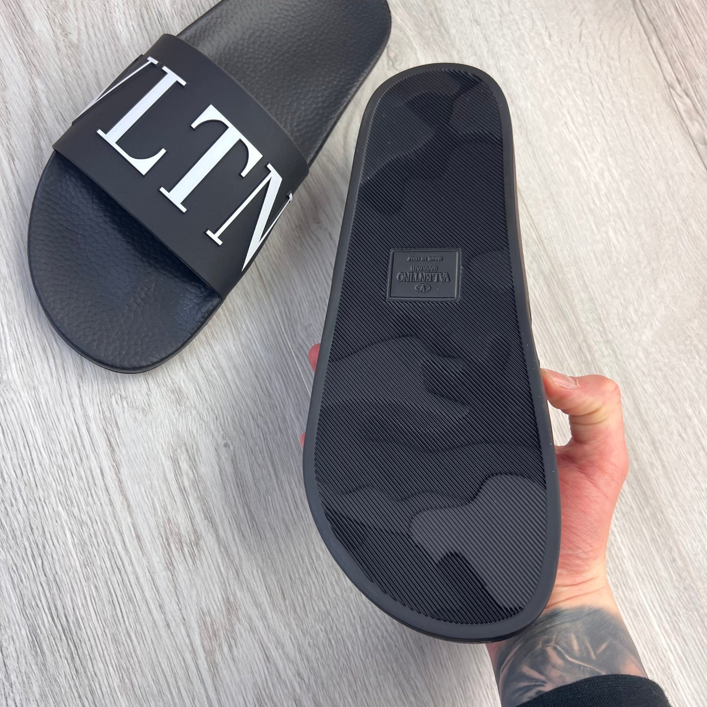 Valentino Men’s Black Rubber Slider Sandal
