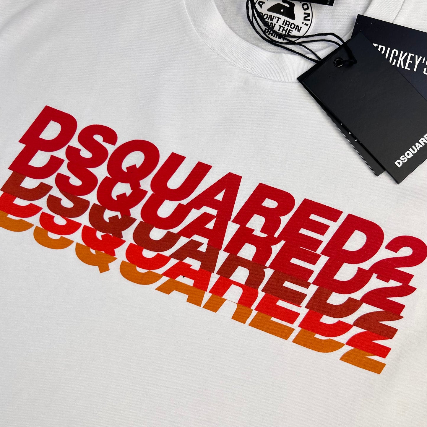 Dsquared2 Men’s White T-shirt Red / Orange Logo