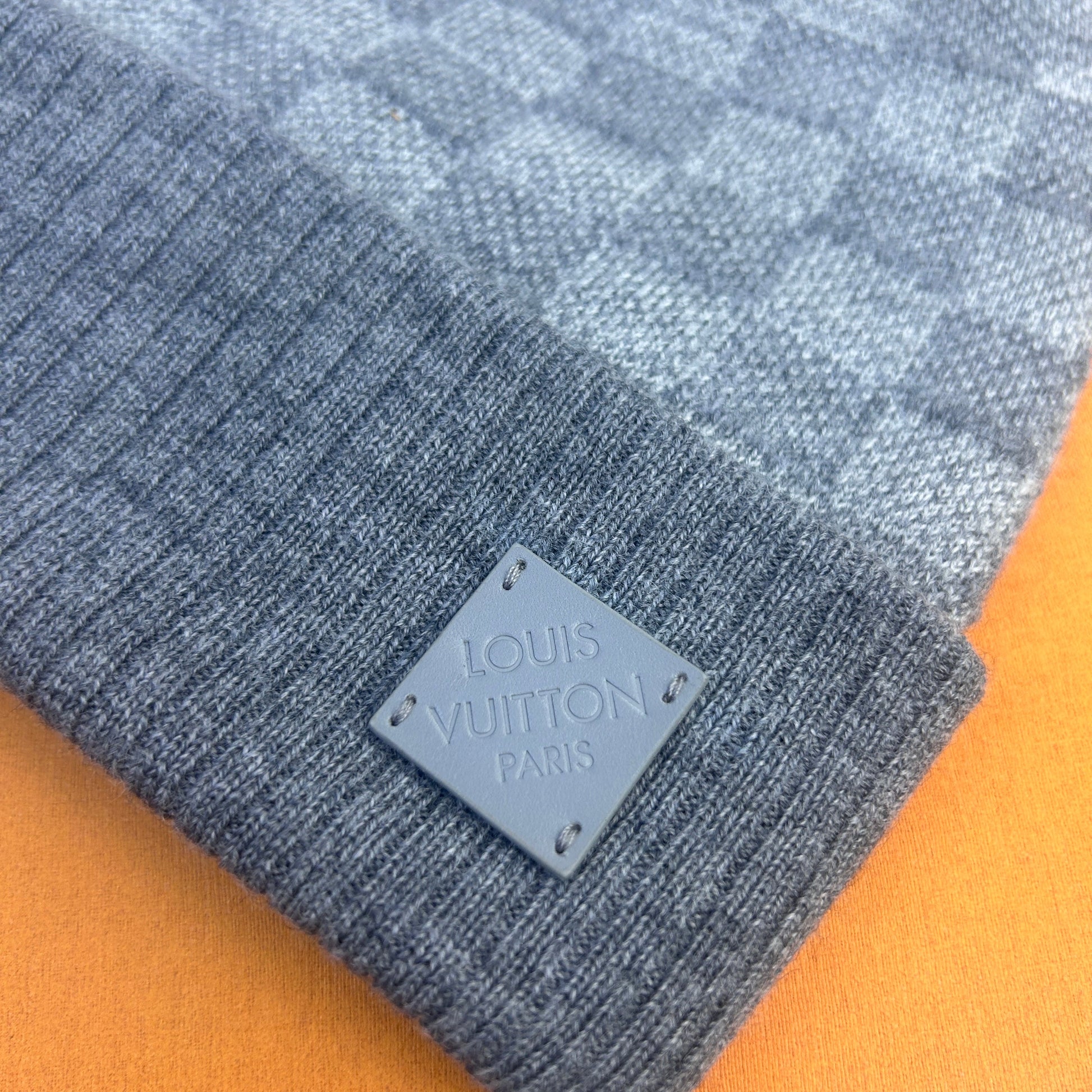 Louis Vuitton Grey Pattern Wool Beanie
