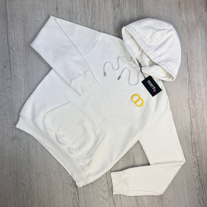 Dior Men’s White Pullover Hoodie Gold Logo - Small Slim