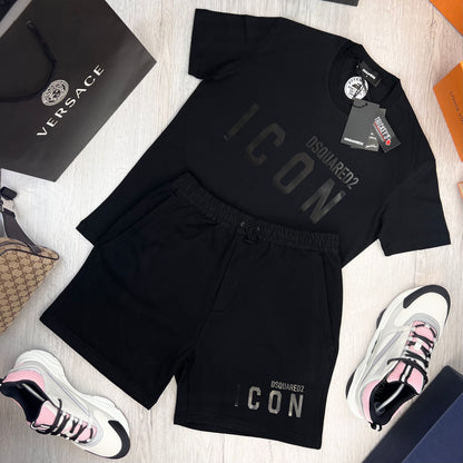 Dsquared2 Men’s Black Gel ‘ICON’ T-shirt & Short Set