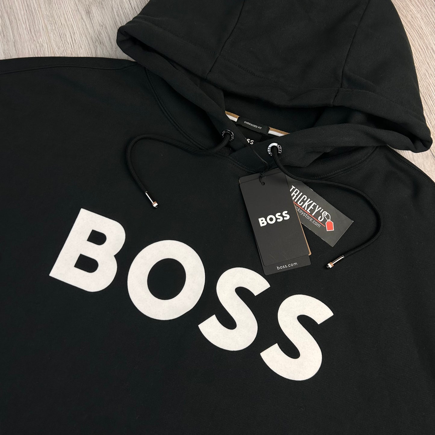 Hugo Boss Men’s Black Hoodie - Large Oversized