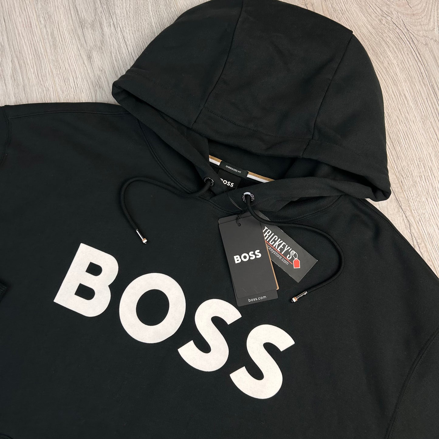 Hugo Boss Men’s Black Hoodie - Large Oversized