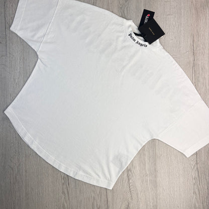 Palm Angels Collar Logo White Oversized T-shirt